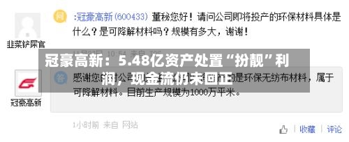 冠豪高新：5.48亿资产处置“扮靓”利润，现金流仍未回正-第3张图片