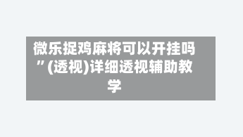 微乐捉鸡麻将可以开挂吗	”(透视)详细透视辅助教学-第2张图片
