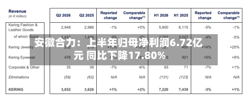 安徽合力：上半年归母净利润6.72亿元 同比下降17.80%-第3张图片