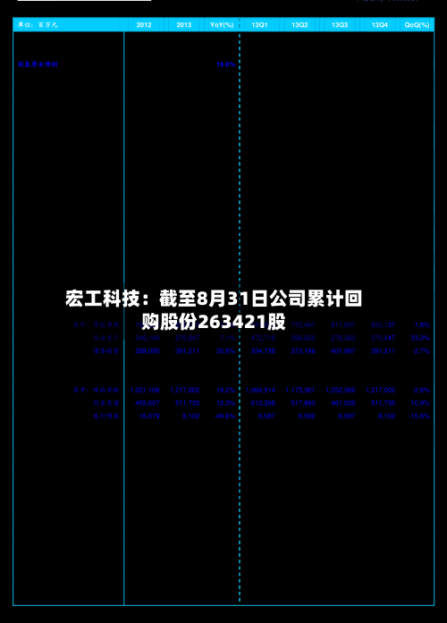 宏工科技:截至8月31日公司累计回购股份263421股-第1张图片