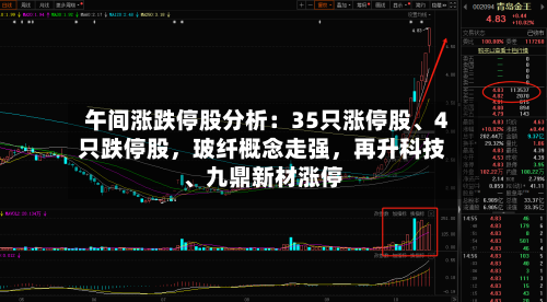 午间涨跌停股分析：35只涨停股、4只跌停股，玻纤概念走强	，再升科技、九鼎新材涨停-第2张图片