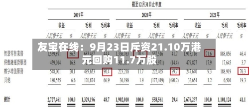 友宝在线：9月23日斥资21.10万港元回购11.7万股-第3张图片
