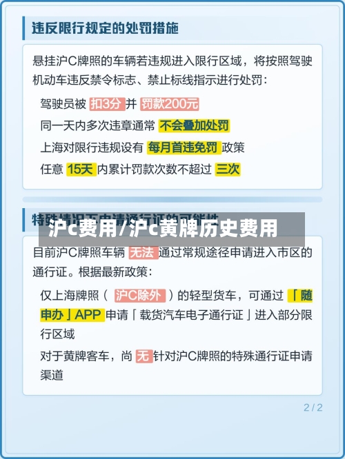 沪c费用/沪c黄牌历史费用-第2张图片